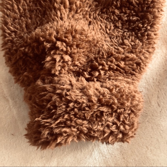 NWOT Brown Zip Half Placket Teddy Sweatshirt M - Picture 8 of 9